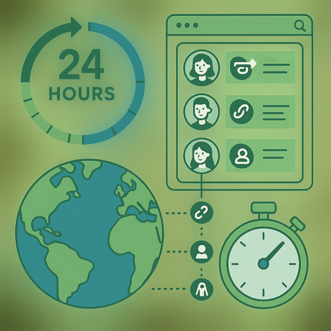 Infographic showing 24-hour sourcing via directory