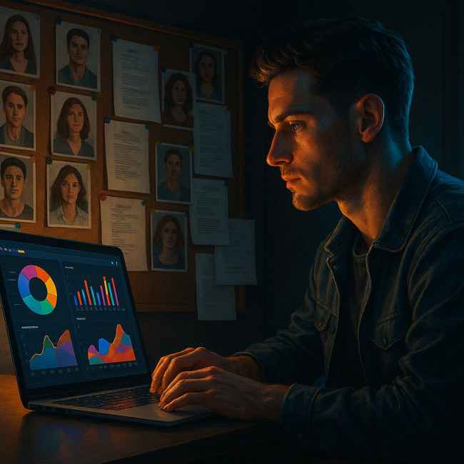 actor reviewing profile analytics dashboard