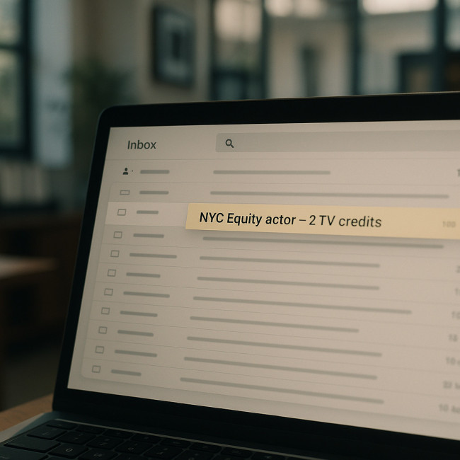 Highlighted actor email standing out in agent inbox