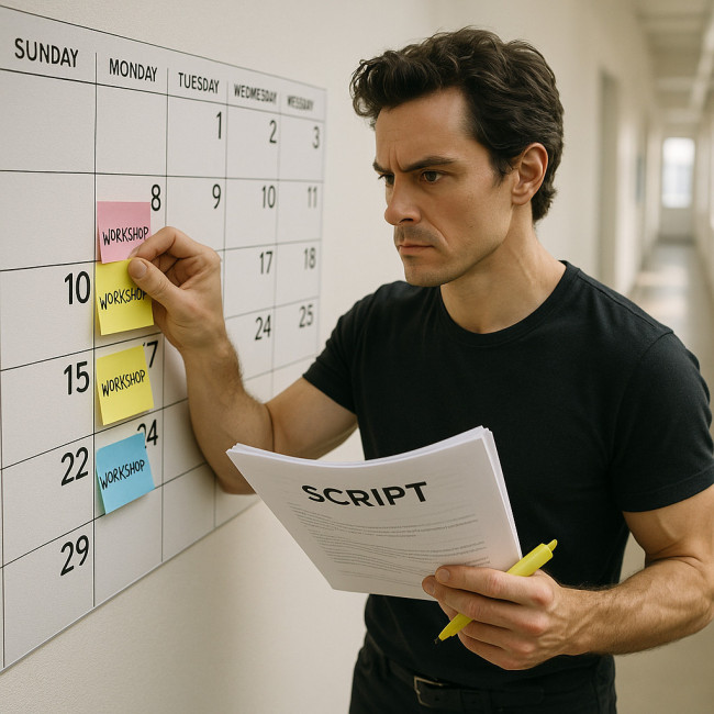 Actor scheduling workshops on calendar
