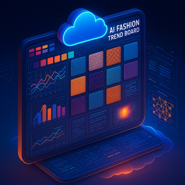 Illustration of a data-driven AI fashion trend board