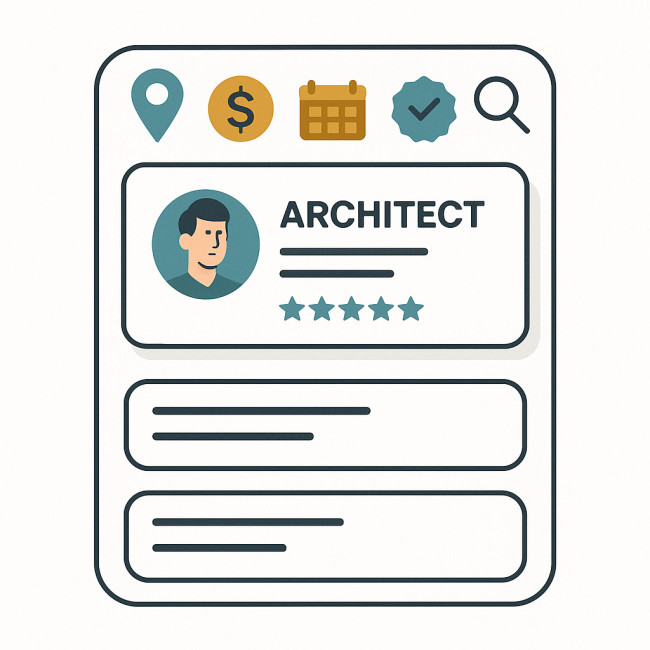 Illustration of architect profile beating search filters