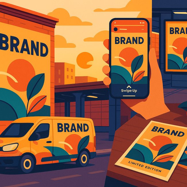 illustration of mural adapted across various ad channels