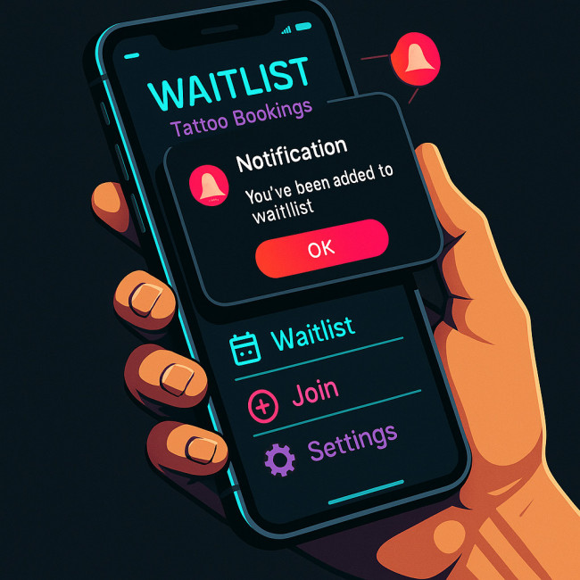 Automated waitlist mobile app interface on phone