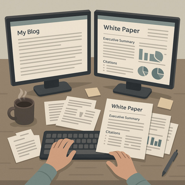 freelance writer evolving from blog drafts to a data-driven white paper