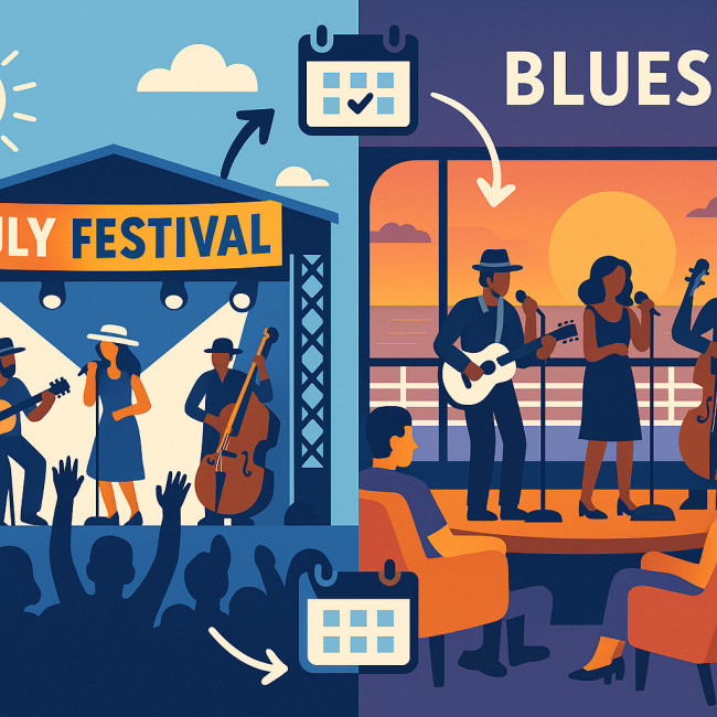 Infographic contrasting summer festival and winter cruise demand cycles