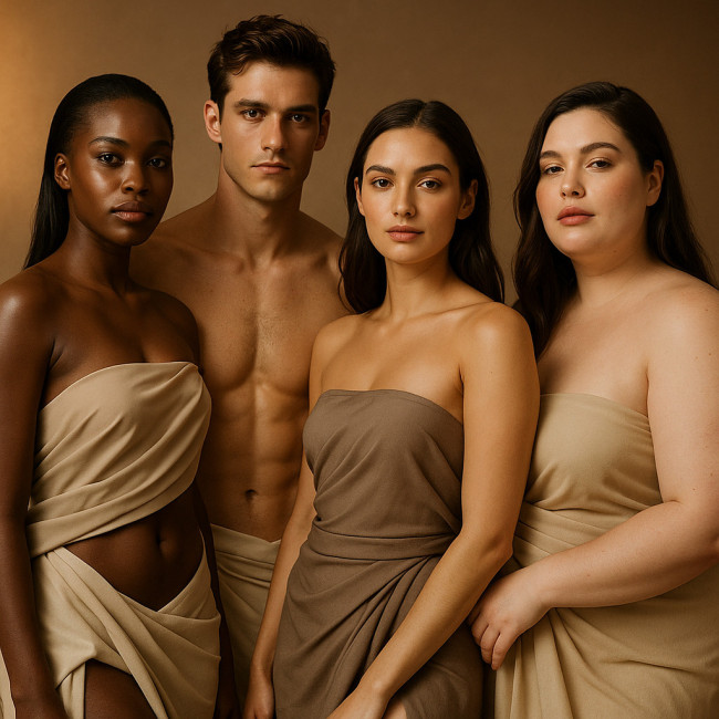diverse models in tasteful nude campaign