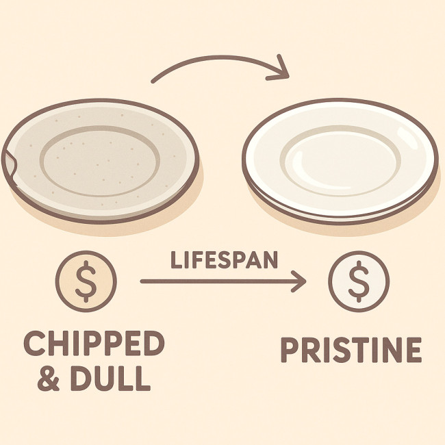 comparison between chipped and pristine plates