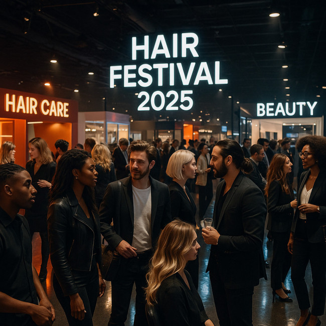 Stylists networking at a 2025 coiffeur festival