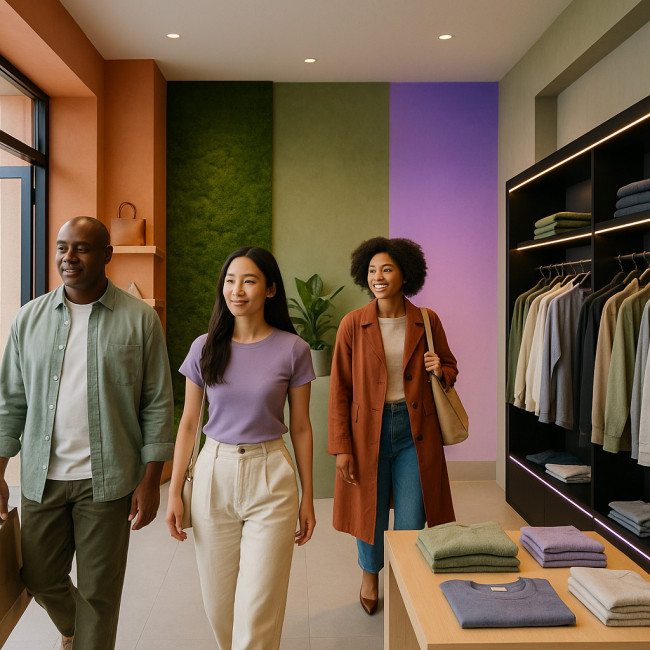 Illustration of 2025 retail space using trending color palettes