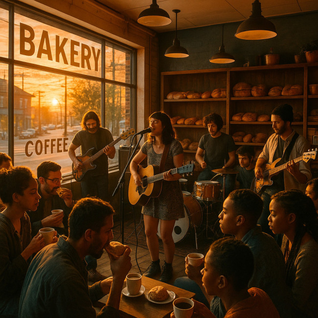 sunrise bakery pop-up concert scene