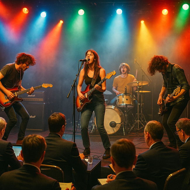 Indie band playing an industry conference showcase