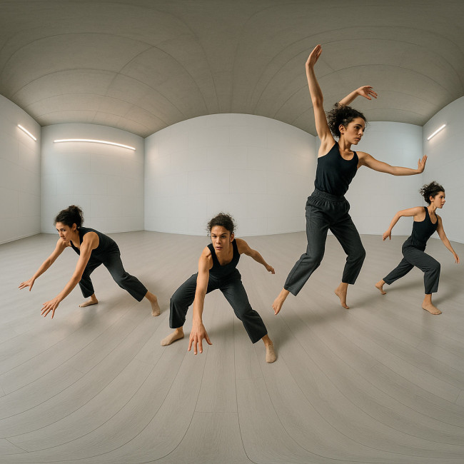 360-degree view of a contemporary dancer performing in studio