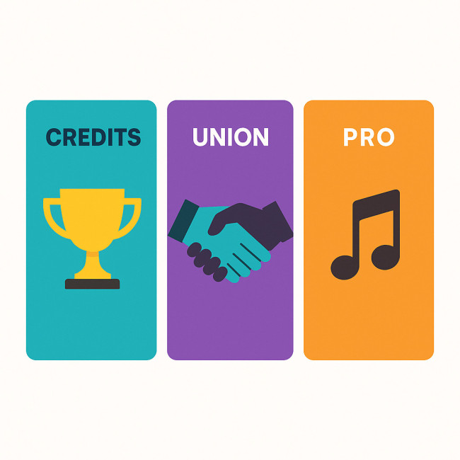 Infographic summarising credits, union and PRO metadata