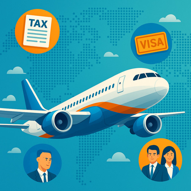 illustration of cross border model hire with tax and visa elements