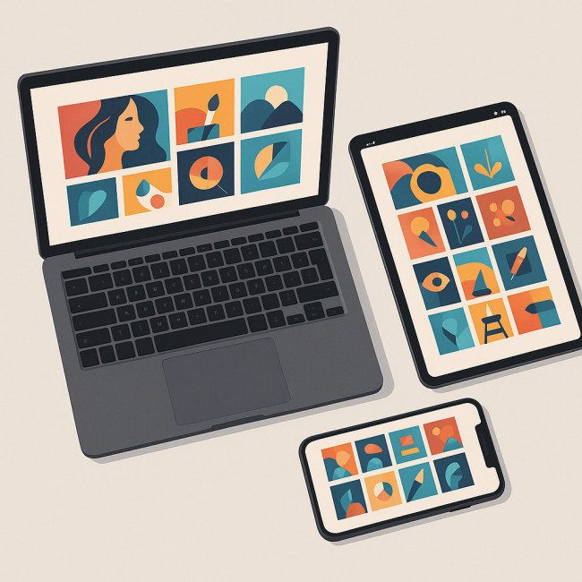 Illustration of consistent portfolio screens on multiple devices