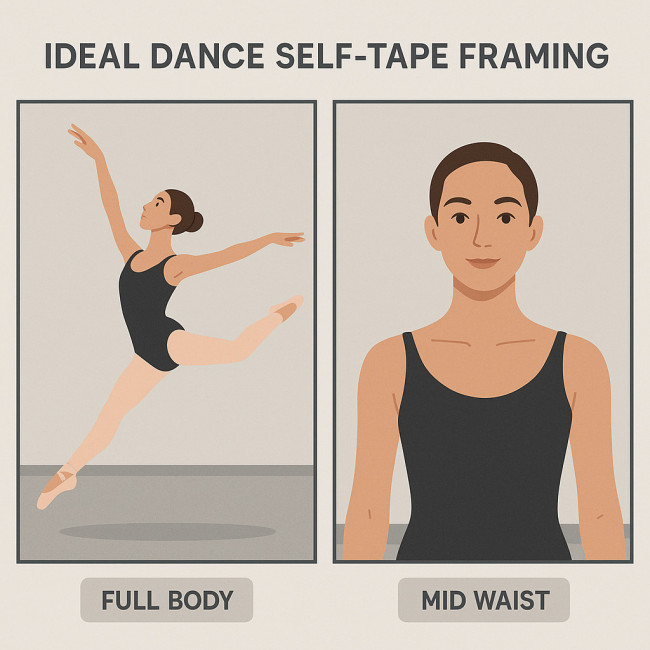 Comparison of full-body and mid-waist framing for dance auditions