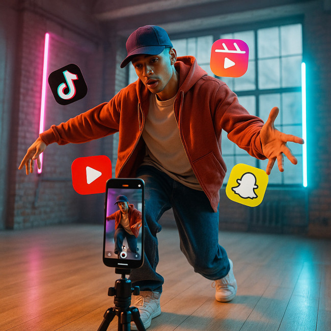 Dancer filming a sponsored social media video