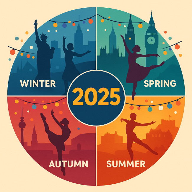 Infographic of 2025 dance showcase calendar