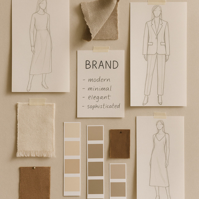 Fashion mood board illustrating brand DNA