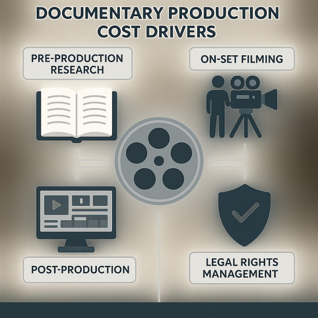 Infographic illustrating documentary budget cost drivers