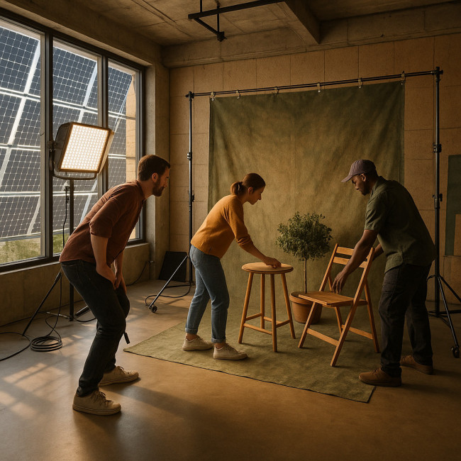 eco-friendly photo production studio scene
