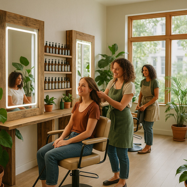 Eco-friendly hair salon interior