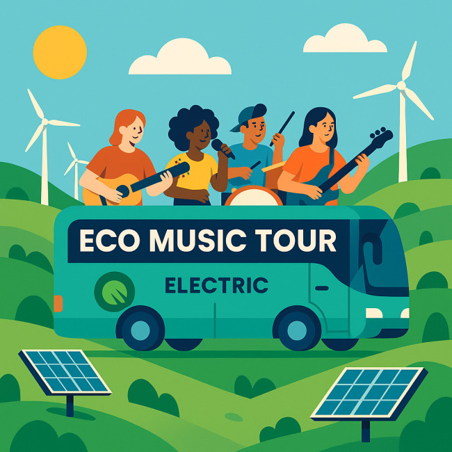 Eco-friendly music tour illustration