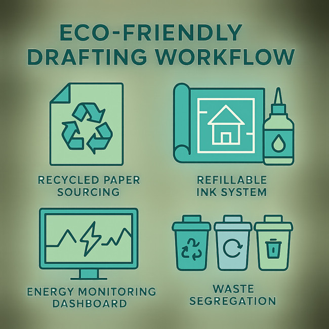 Eco-friendly drafting workflow infographic