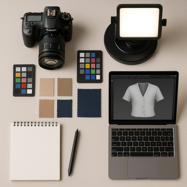 Workspace capturing fabric data for 3D mockup