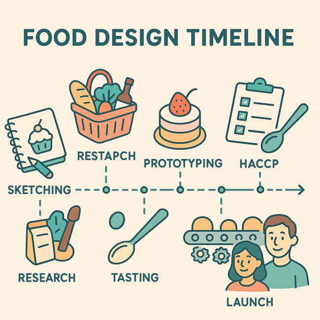 Infographic showing the seven-phase food design timeline