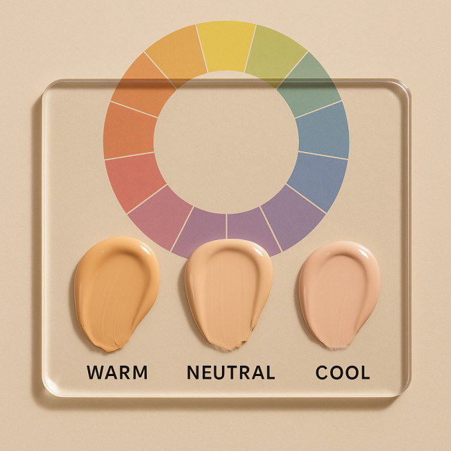 foundation swatches showing warm, neutral and cool undertones