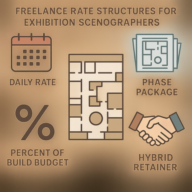 Infographic of four scenography freelance pricing models