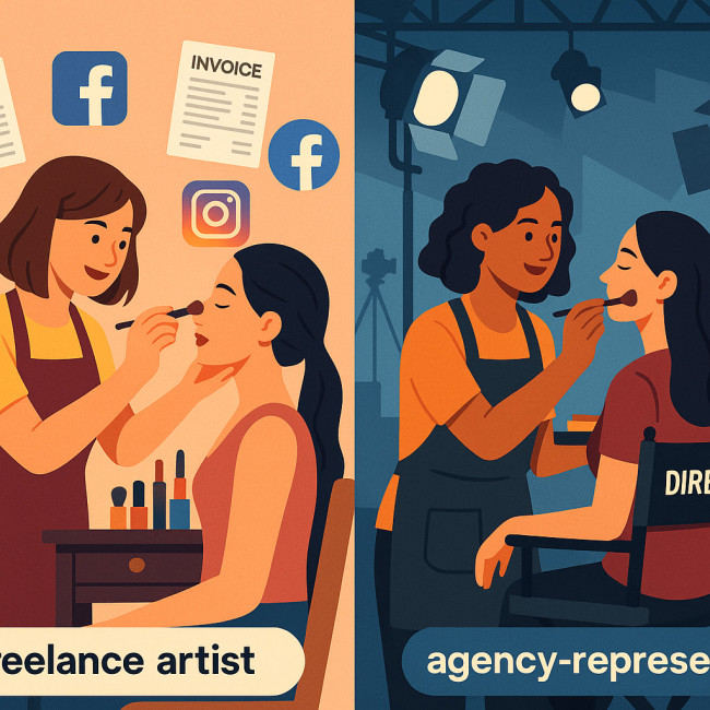 Freelance versus agency makeup artist visual