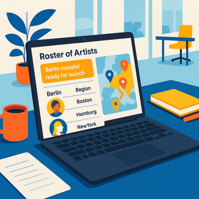 Dashboard of city-based artvertiser roster