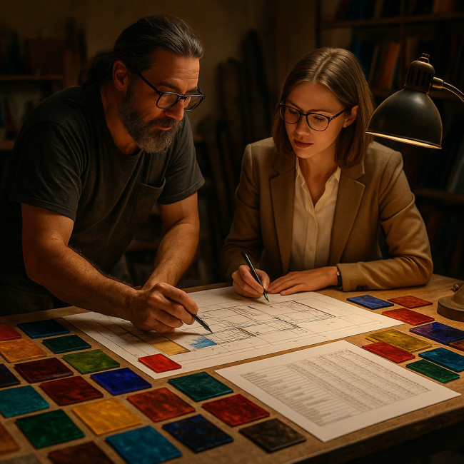Glass artist and interior designer planning costs