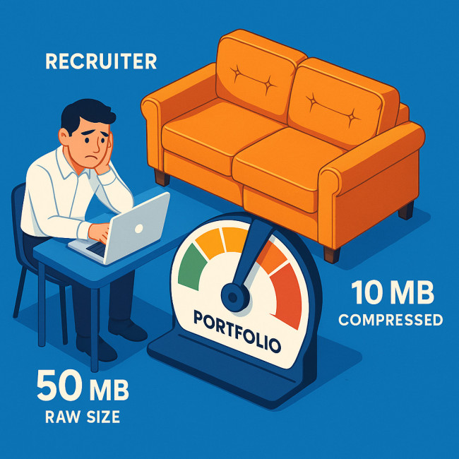 Illustration of heavy 3D model slowing website