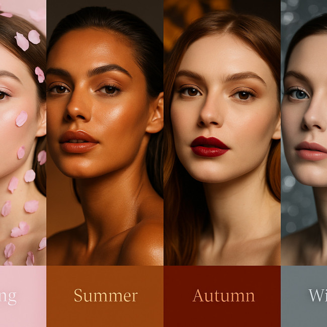 Collage of four seasonal makeup looks