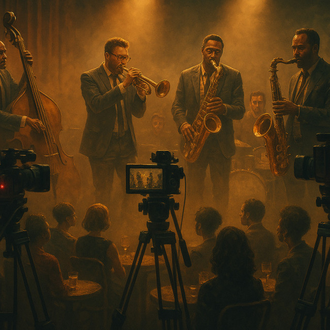 Hybrid jazz concert with streaming cameras