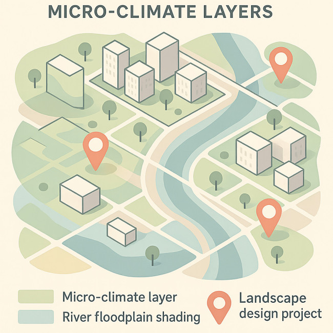 Isometric map explaining hyper-local geo-tagging