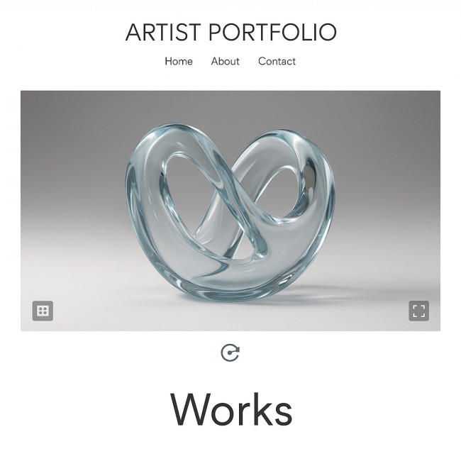 interactive 3d glass viewer embedded in artist portfolio