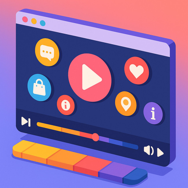 Illustration of video player with interactive hotspots and chapter markers
