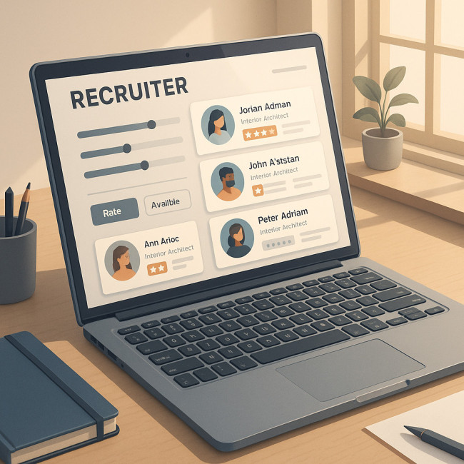 Recruiter browsing an online interior architect directory