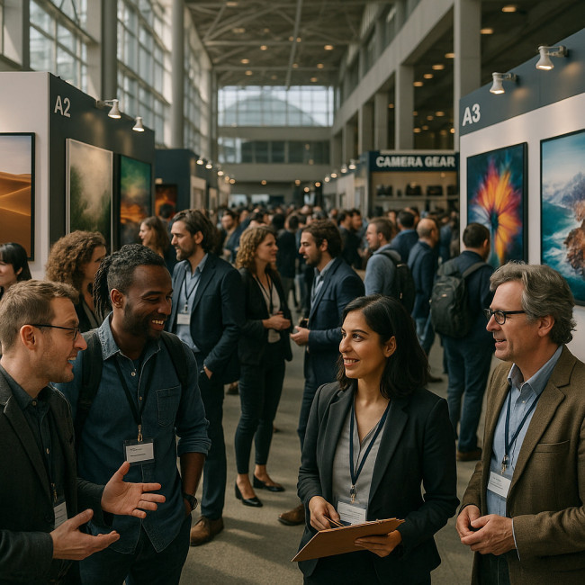 photographers networking at an international photo fair