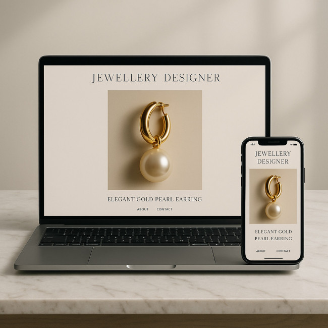 Responsive jewellery portfolio mock-up with hero piece