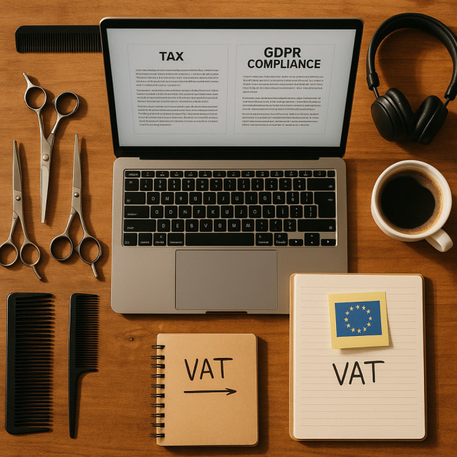 Remote stylist reviewing tax paperwork