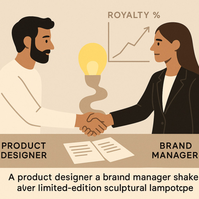 Designer finalising limited-edition object royalty contract