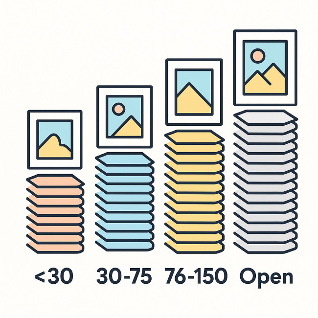 Infographic showing four edition size tiers