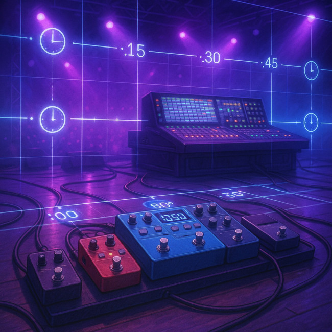 pedalboard synchronized with venue clock