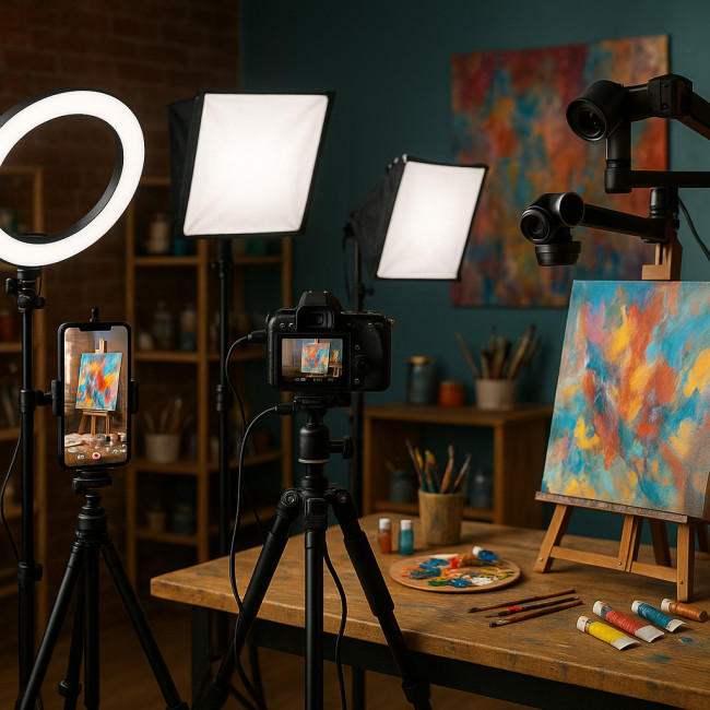 three tiers of live painting streaming setups